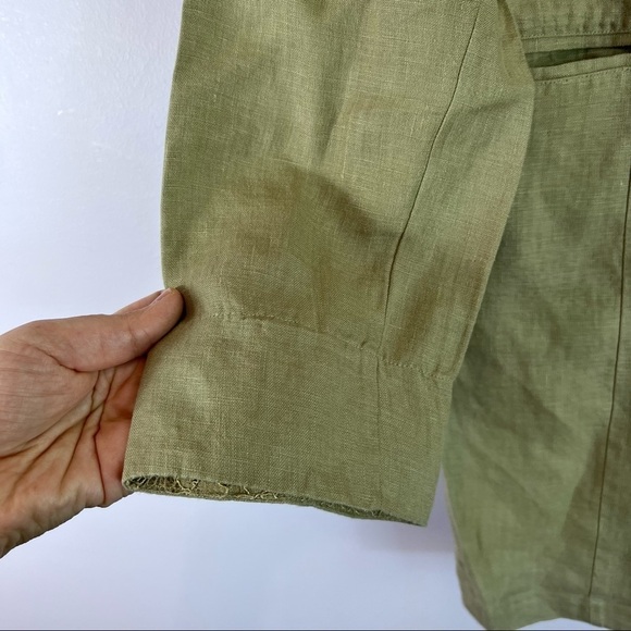 100% Natural Linen CHICOS Band Collar Minimalist Coat Duster Jacket Blazer L - Picture 10 of 16